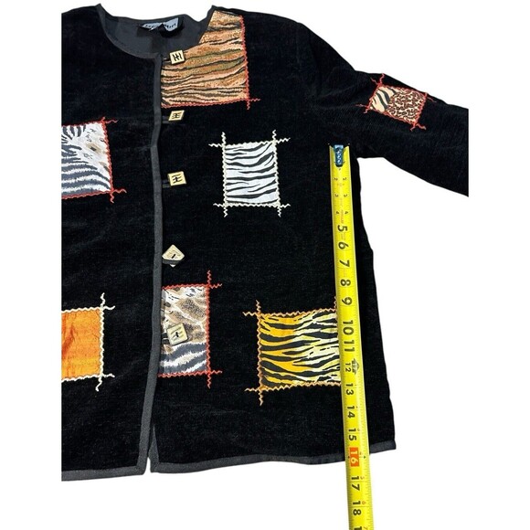 Indigo Moon jacket black size M unique boho artsy patchwork pattern - Picture 6 of 16
